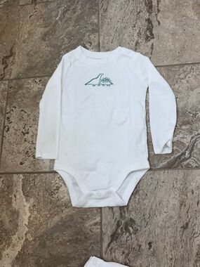 NWT Size 24 months White Long-Sleeve One-Piece with Green Dino